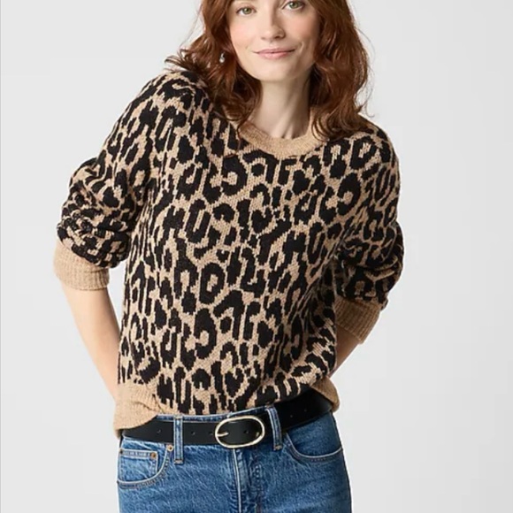 J. Crew Sweaters - J. Crew 100% Merino Wool, Leopard print brown & tan sweater - like new, Large.